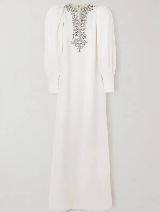 Andrew Gn Dresses & Skirts - Andrew GN Ivory Crepe Gown with Rhinestones Embellished Bib